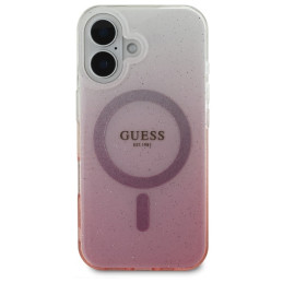 Guess IML Glitter Gradient MagSafe dėklas iPhone 16 Plus - rožinis