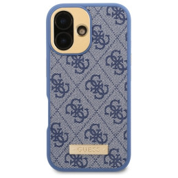 Guess 4G Logo Plate MagSafe dėklas iPhone 16 Plus - mėlynas