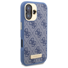 Guess 4G Logo Plate MagSafe dėklas iPhone 16 Plus - mėlynas