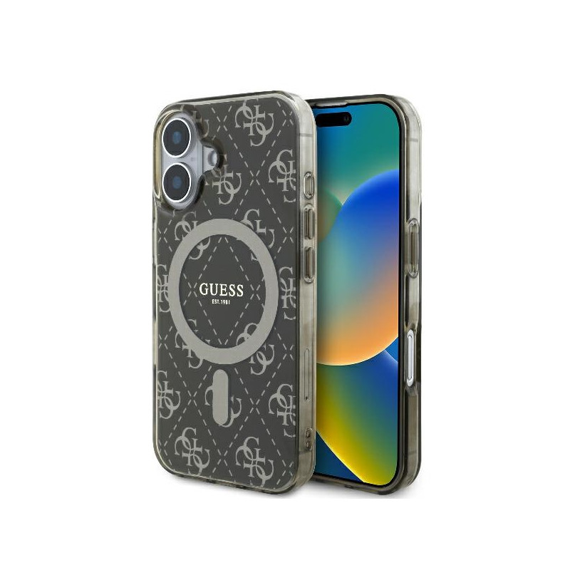 Guess IML 4G Background MagSafe dėklas iPhone 16 - rudas