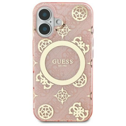 Guess IML Peony On 4G Background MagSafe dėklas iPhone 16 - rožinis
