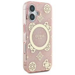 Guess IML Peony On 4G Background MagSafe dėklas iPhone 16 - rožinis