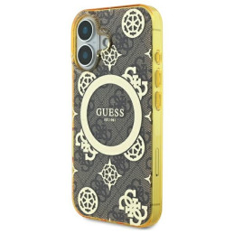 Guess IML Peony On 4G Background MagSafe dėklas iPhone 16 - rudas