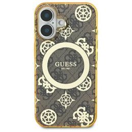 Guess IML Peony On 4G Background MagSafe dėklas iPhone 16 - rudas