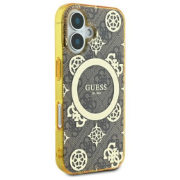 Guess IML Peony On 4G Background MagSafe dėklas iPhone 16 - rudas