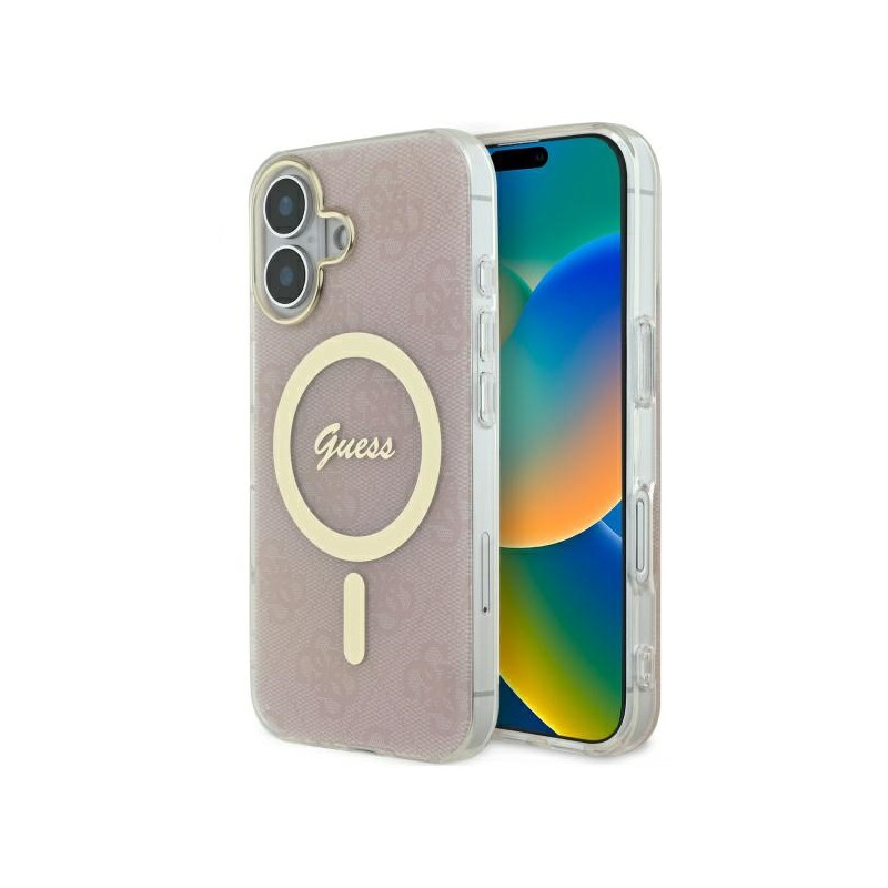 Guess IML 4G MagSafe dėklas iPhone 16 - rožinis