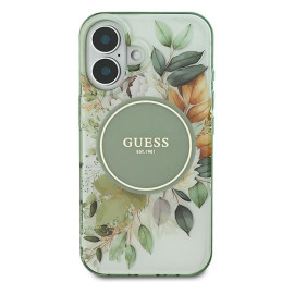 Guess IML Flower & Tonal Circle MagSafe dėklas iPhone 16 - žalias