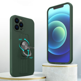 Ring Case silikoninis dėklas su pirštų laikikliu ir stovu Samsung Galaxy S21 5G tamsiai mėlynai