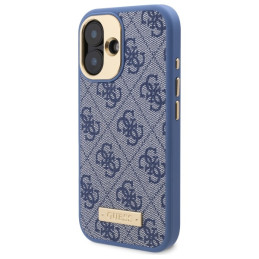 Guess 4G Logo Plate MagSafe dėklas iPhone 16 - mėlynas