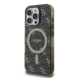 Guess IML 4G Background MagSafe dėklas, skirtas iPhone 16 Pro Max - rudas