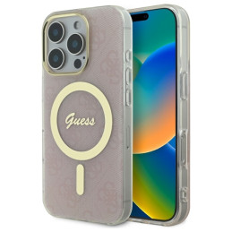 Guess IML 4G MagSafe dėklas iPhone 16 Pro Max - rožinis