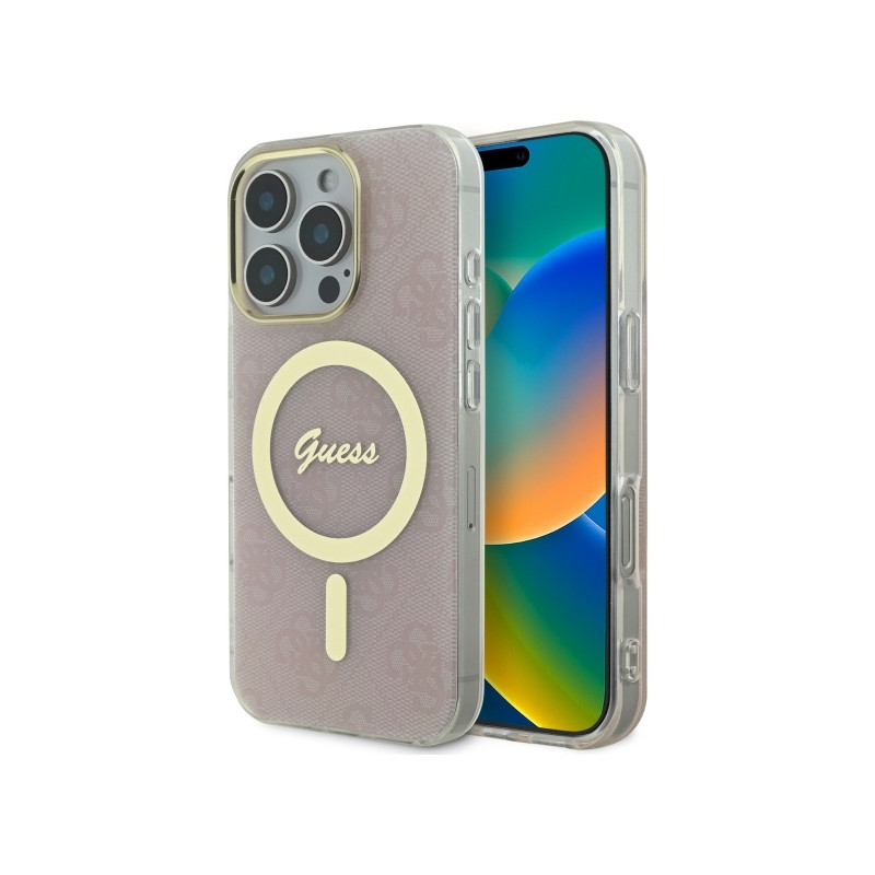 Guess IML 4G MagSafe dėklas iPhone 16 Pro Max - rožinis