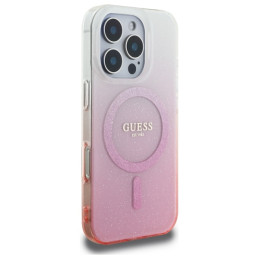 Guess IML Glitter Gradient MagSafe dėklas iPhone 16 Pro Max - rožinis