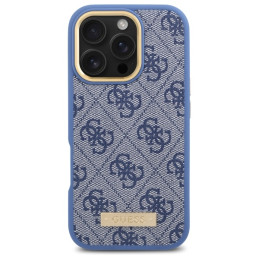 Guess 4G Logo Plate MagSafe dėklas, skirtas iPhone 16 Pro Max - mėlynas