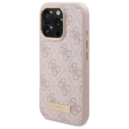 Guess 4G Logo Plate MagSafe dėklas iPhone 16 Pro Max - rožinis