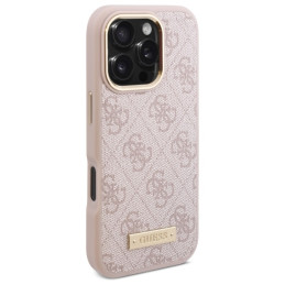 Guess 4G Logo Plate MagSafe dėklas iPhone 16 Pro Max - rožinis