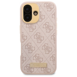 Guess 4G Logo Plate MagSafe dėklas iPhone 16 Plus - rožinis