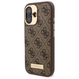 Guess 4G Logo Plate MagSafe dėklas iPhone 16 Plus - rudas