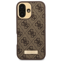 Guess 4G Logo Plate MagSafe dėklas iPhone 16 Plus - rudas
