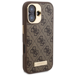 Guess 4G Logo Plate MagSafe dėklas iPhone 16 Plus - rudas