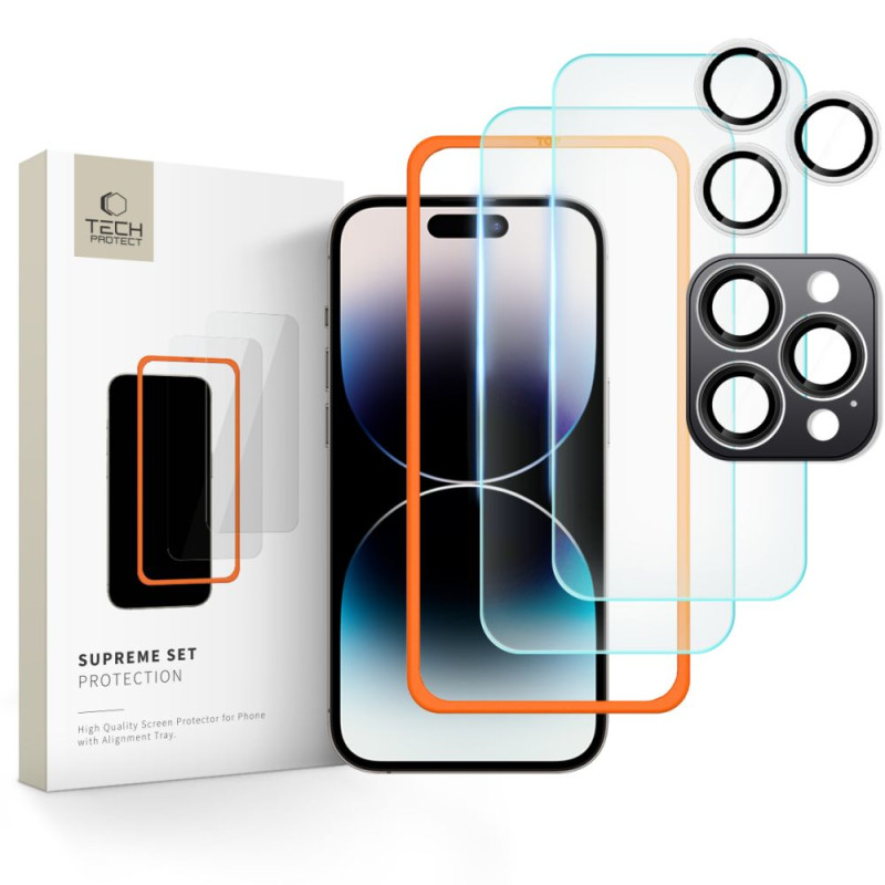 Tech-Protect Supreme Set grūdintas stiklas skirtas iPhone 16 Pro Max - skaidrus (3 vnt.)