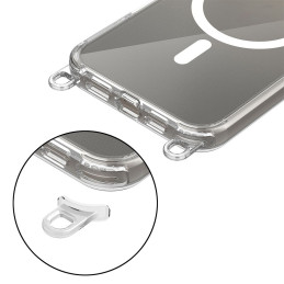 Tech-Protect FlexAir Chain MagSafe dėklas, skirtas iPhone 16 Pro Max - skaidrus + 2 dirželiai (juoda ir pilkai ruda)