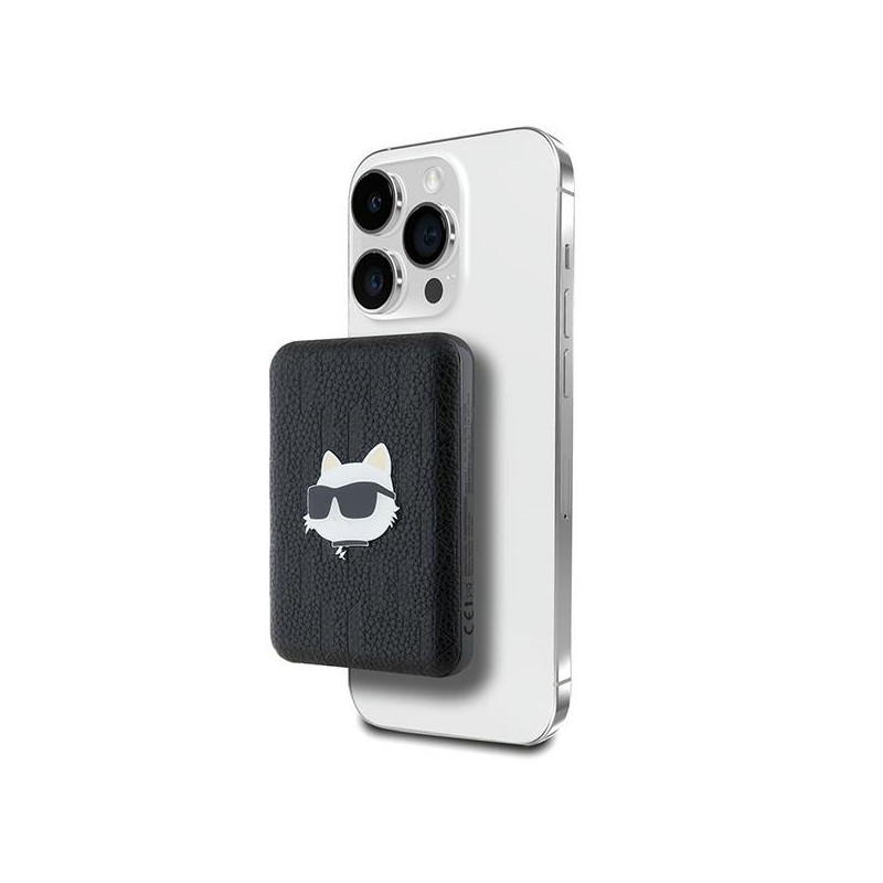 Karl Lagerfeld Choupette galvos kaištis MagSafe indukcinis maitinimo blokas 5000mAh 16W - juodas