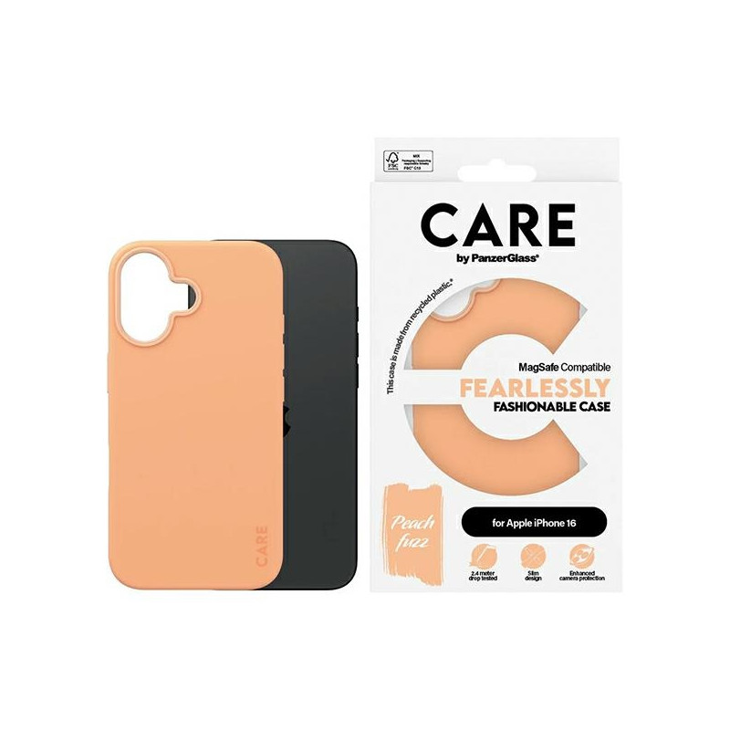 CARE by PanzerGlass Fashion Case su MagSafe iPhone 16 - oranžinė