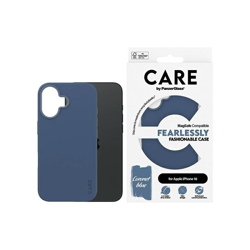 CARE by PanzerGlass Fashion Case su MagSafe iPhone 16 - mėlyna