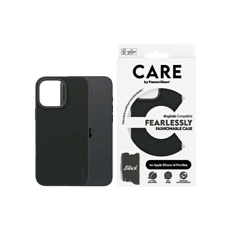 CARE by PanzerGlass Fashion Case su MagSafe, skirta iPhone 16 Pro Max – juoda