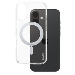 CARE by PanzerGlass Feature Kickstand Dėklas su MagSafe, skirtas iPhone 16 – sidabrinis