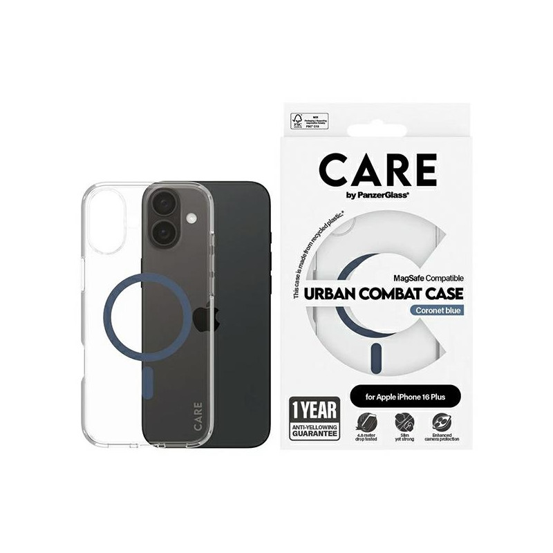 CARE by PanzerGlass Flagship Dėklas su MagSafe, skirtas iPhone 16 Plus – mėlynas