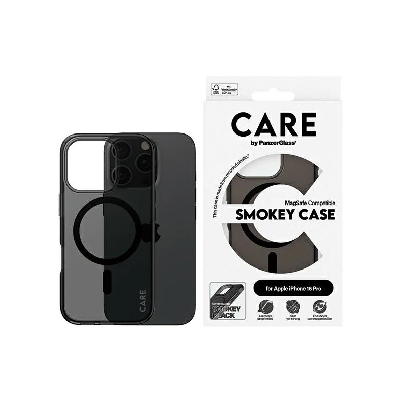 CARE by PanzerGlass Flagship Dėklas su MagSafe, skirtas iPhone 16 Pro – permatomas