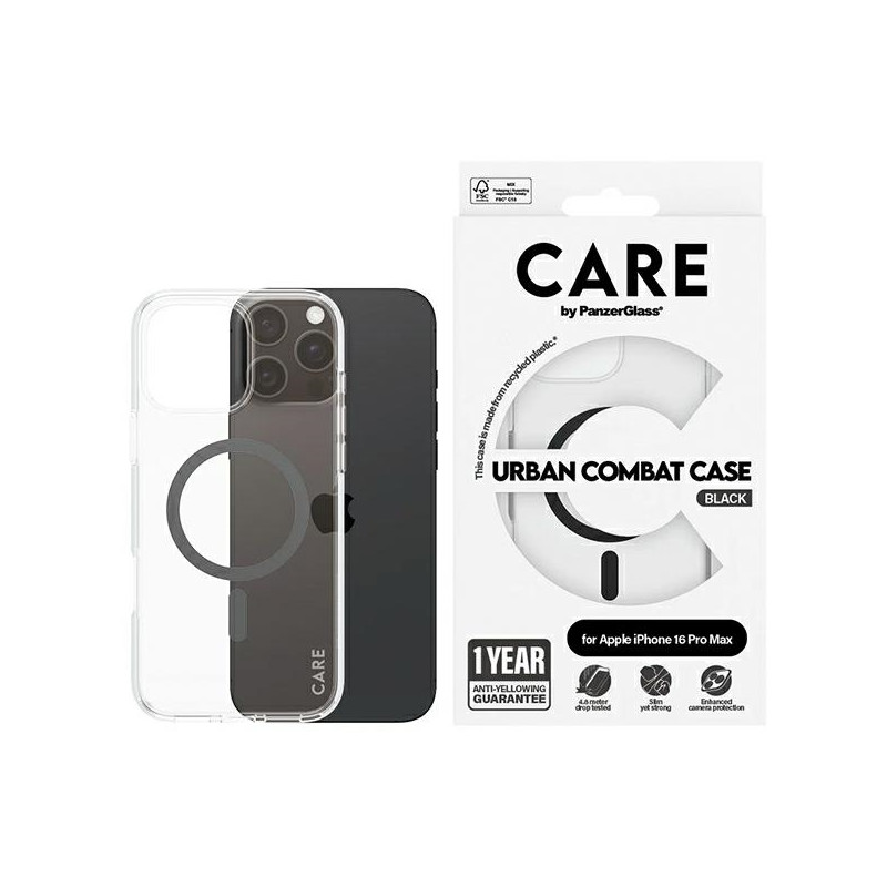 CARE by PanzerGlass Flagship Dėklas su MagSafe, skirtas iPhone 16 Pro Max – juodas