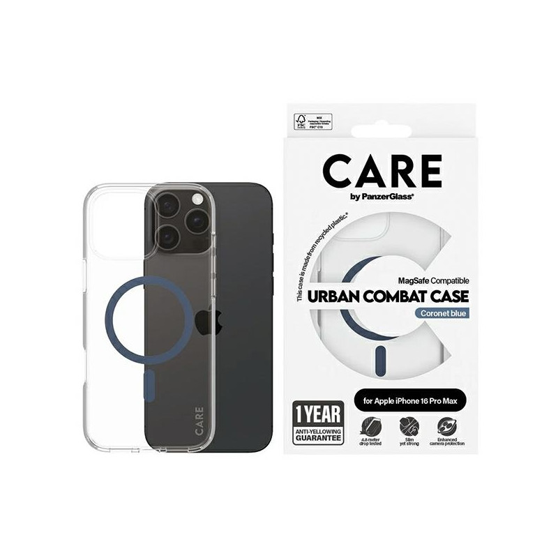 CARE by PanzerGlass Flagship Dėklas su MagSafe, skirtas iPhone 16 Pro Max – mėlynas