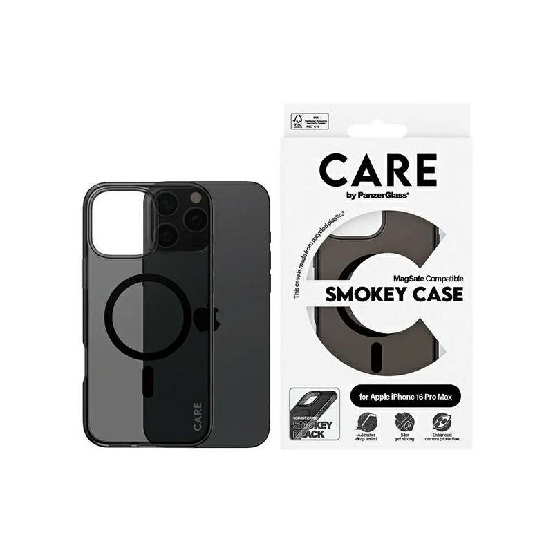 CARE by PanzerGlass flagmano dėklas su MagSafe, skirtas iPhone 16 Pro Max – permatomas
