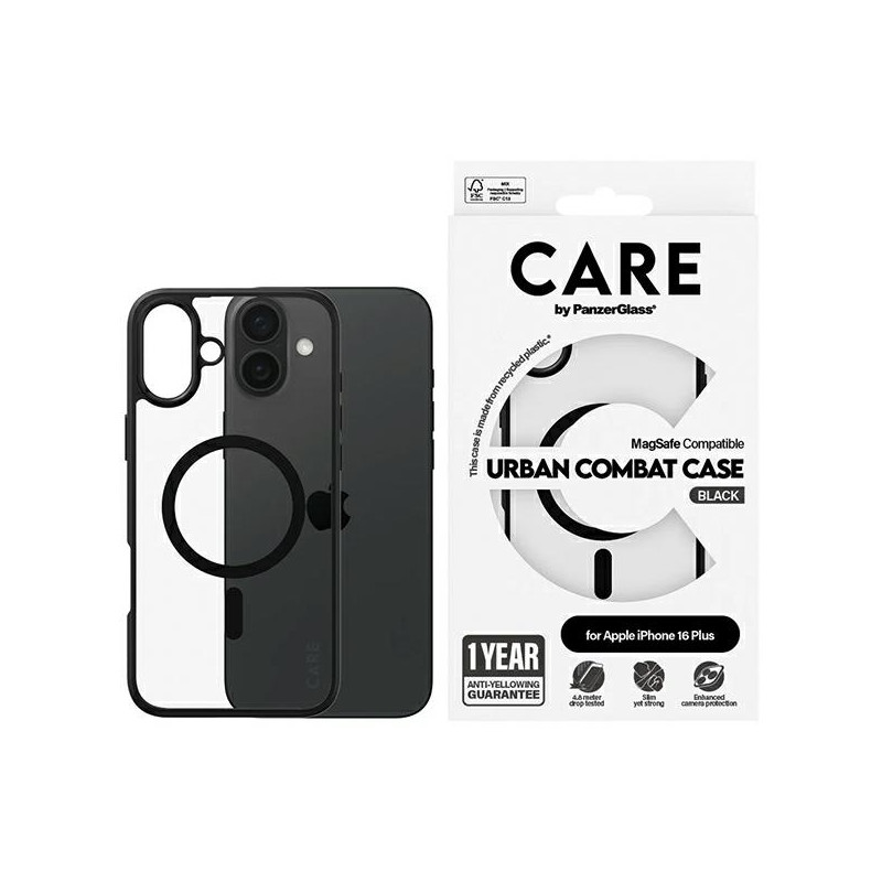 CARE by PanzerGlass Flagship Urban Case MagSafe, skirtas iPhone 16 Plus – skaidrus