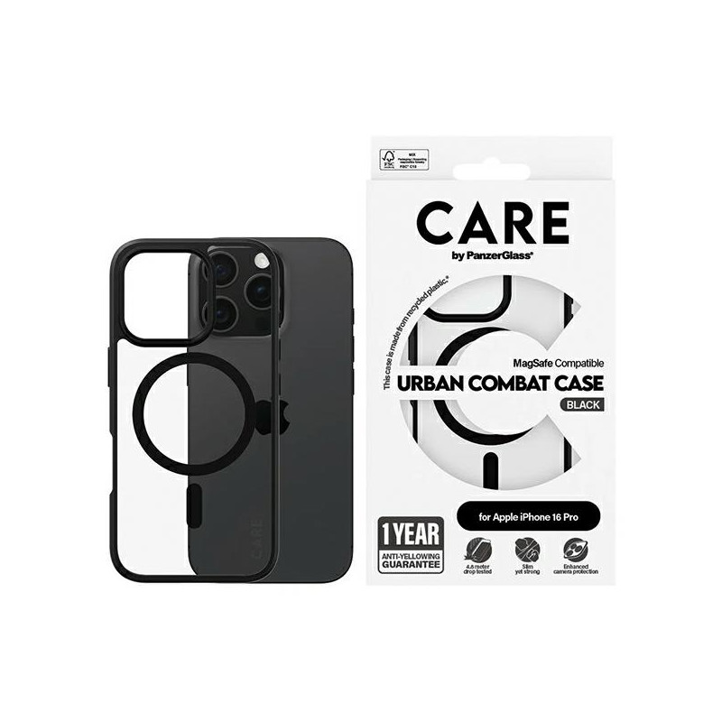 CARE by PanzerGlass Flagship Urban Dėklas su MagSafe, skirtas iPhone 16 Pro – skaidrus