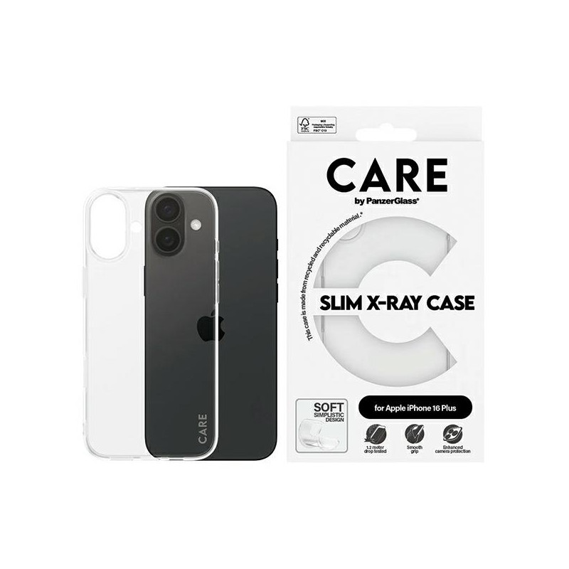 CARE by PanzerGlass X-Ray Soft Basic dėklas su MagSafe, skirtas iPhone 16 Plus – skaidrus