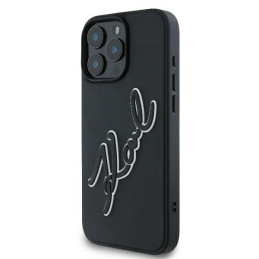 Karl Lagerfeld 3D Rubber Bicolor Signature dėklas iPhone 16 Pro - juodas