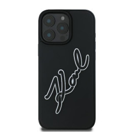 Karl Lagerfeld 3D Rubber Bicolor Signature dėklas iPhone 16 Pro - juodas