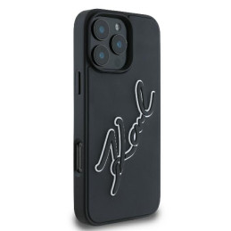 Karl Lagerfeld 3D Rubber Bicolor Signature dėklas iPhone 16 Pro - juodas