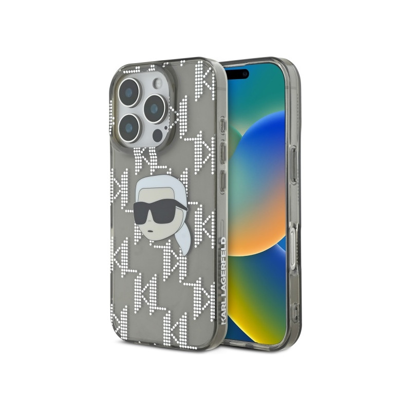 Karl Lagerfeld IML Karl Head Galvanizuotas dėklas iPhone 16 Pro - juodas