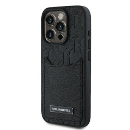 Karl Lagerfeld Cardslots Monogram dėklas skirtas iPhone 16 Pro - juodas