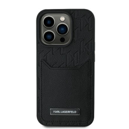Karl Lagerfeld Cardslots Monogram dėklas skirtas iPhone 16 Pro - juodas