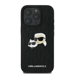 Karl Lagerfeld Monogram Karl & Choupette Head Pin dėklas iPhone 16 Pro - juodas