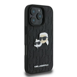 Karl Lagerfeld Monogram Karl & Choupette Head Pin dėklas iPhone 16 Pro - juodas