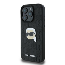 Karl Lagerfeld Monogram Karl Head Pin dėklas, skirtas iPhone 16 Pro 6,3" juodas