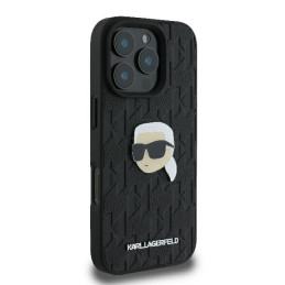Karl Lagerfeld Monogram Karl Head Pin dėklas, skirtas iPhone 16 Pro 6,3" juodas