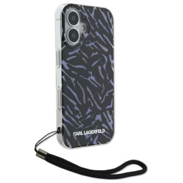 Karl Lagerfeld Zebra With Cord dėklas, skirtas iPhone 16 Plus - violetinė